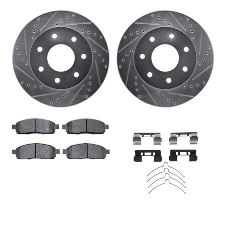 Dynamic Friction Co 7412-54074, Rotors-Drilled and Slotted-Silver w/Ultimate Duty Brake Pads incl. Hardware, Zinc Coated 7412-54074